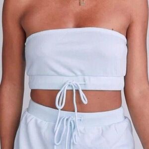 PRINCESS POLLY Tube Top Bottom Drawstring Light Blue (6)